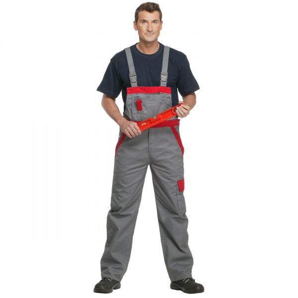 Latzhose Profi Line grau/rot - Arbeitshose