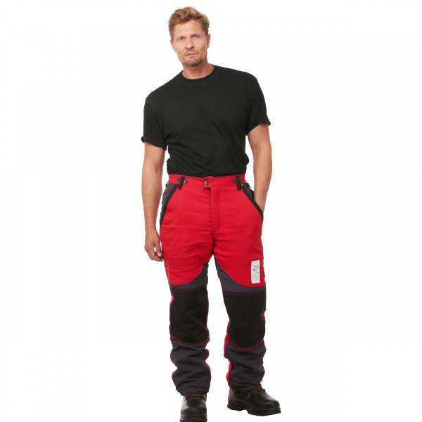 Schnittschutzbundhose rot/grau - Schnittschutzbekleidung der Klasse 2