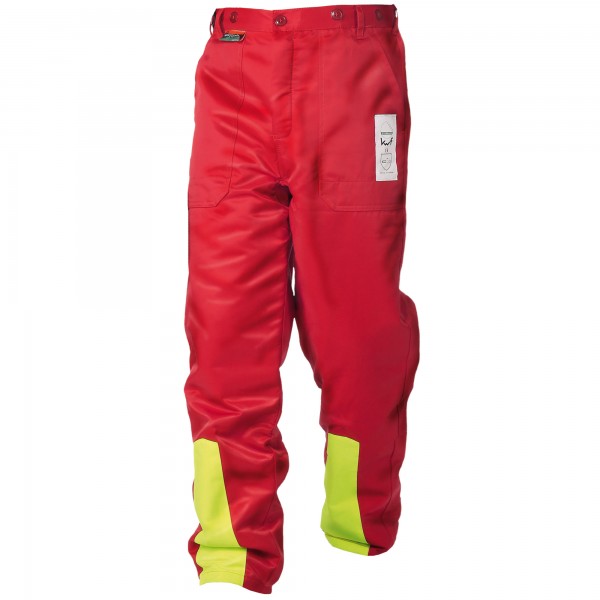 Schnittschutzhose WOODSafe® Klasse 1 rot/gelb