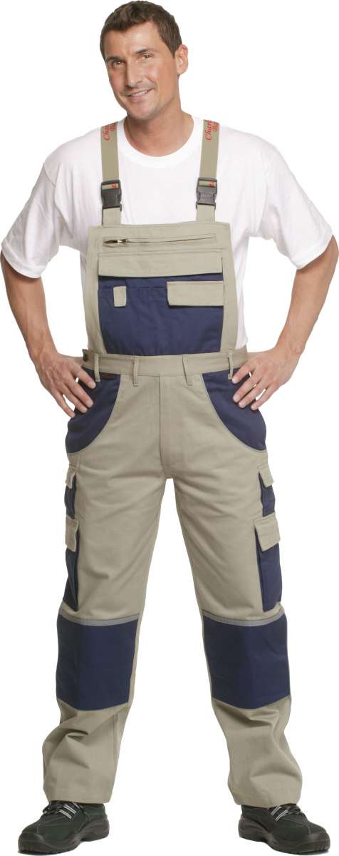 Charlie Barato Latzhose Herren Premium - Hydronblau/Rot Mit Vielen Taschen