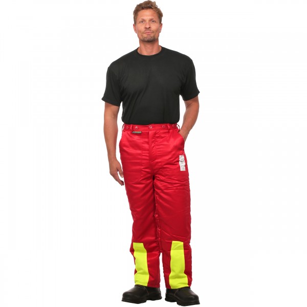 Schnittschutzbundhose rot/gelb - Schnittschutzbekleidung der Klasse 1