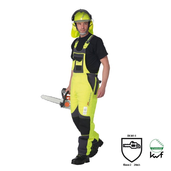 Schnittschutzlatzhose gelb/grau - Schnittschutzbekleidung der Klasse 2