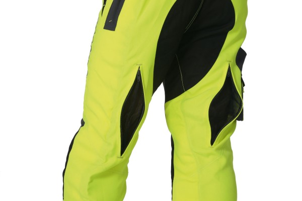 Schnittschutzlatzhose WOODSafe® Klasse 2 gelb/grau