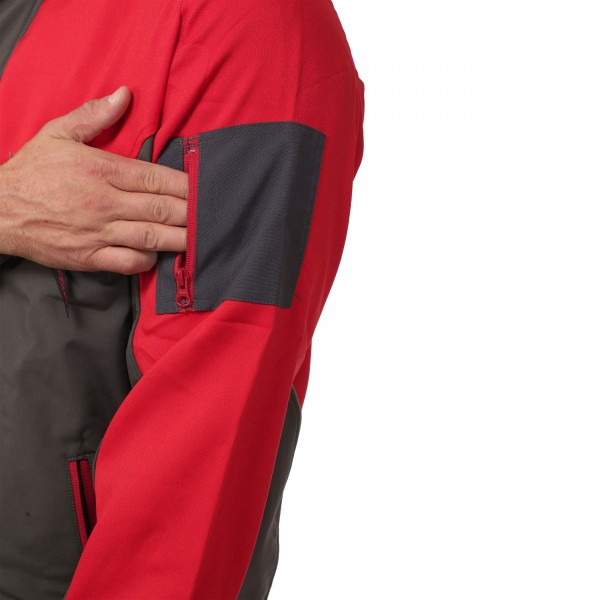 Waldarbeiterjacke rot/grau - Schnittschutzbekleidung