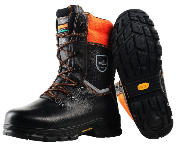 Schnittschutzstiefel WOODSafe® Klasse1 S3 schwarz/orange
