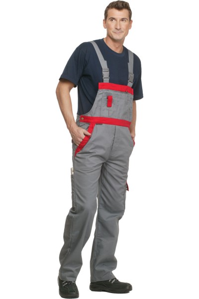 Latzhose Profi Line grau/rot - Arbeitshose