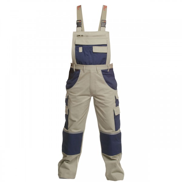 Latzhose Multipocket beige/hydronblau