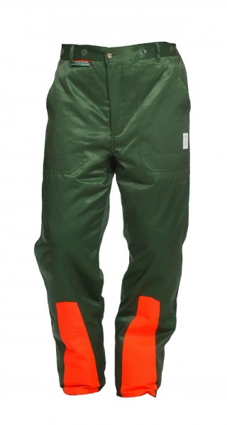 Schnittschutzbundhose mit Hosenträger grün/orange - Schnittschutzklasse 1