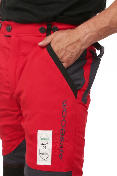 Schnittschutzbundhose rot/grau - Schnittschutzbekleidung der Klasse 2