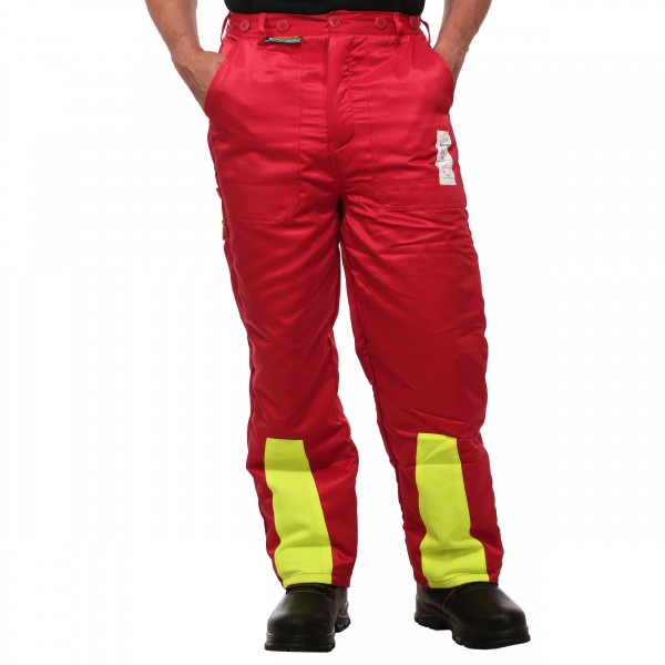 Schnittschutzbundhose rot/gelb - Schnittschutzbekleidung der Klasse 1