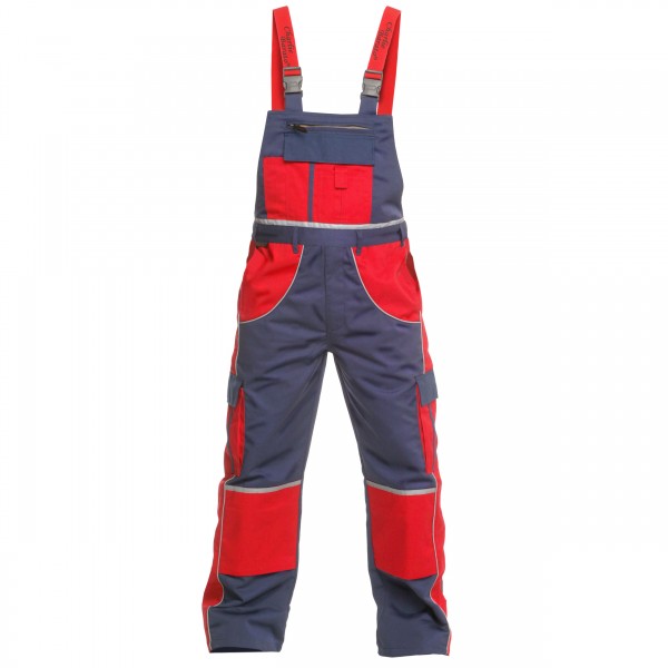 Latzhose Premium Line Charlie Barato® hydronblau/rot