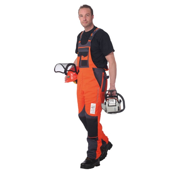Schnittschutzlatzhose Kl.2 orange/grau