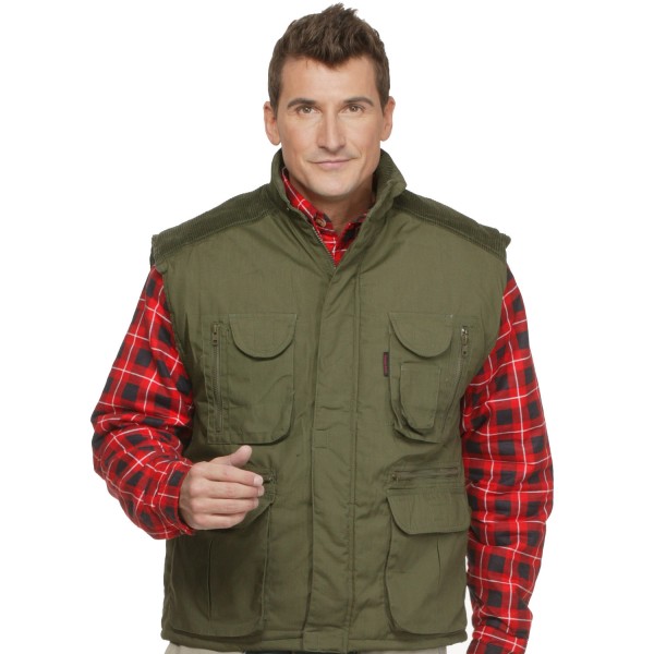 Weste mit Cordbesatz oliv