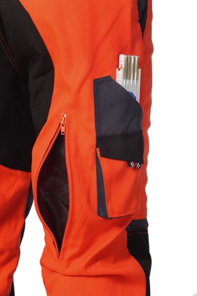 Schnittschutzlatzhose orange/grau - Schnittschutzbekleidung der Klasse 2