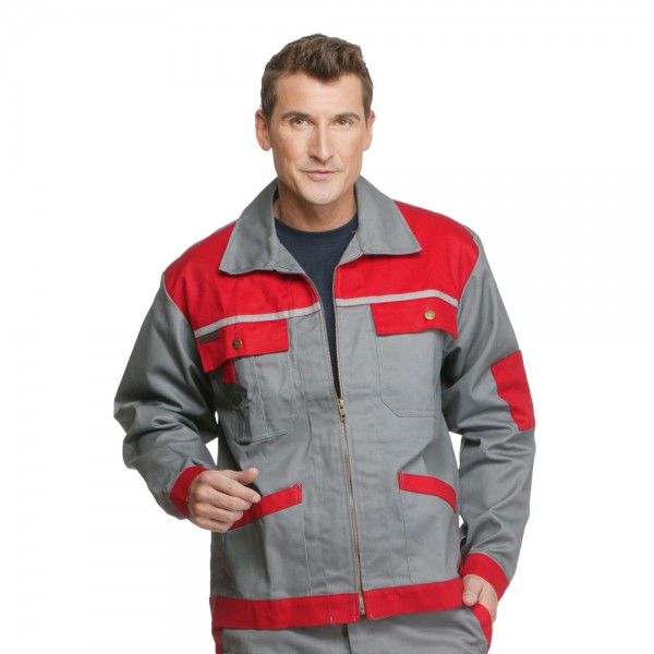 Arbeitsjacke Profi Line Charlie Barato grau/rot