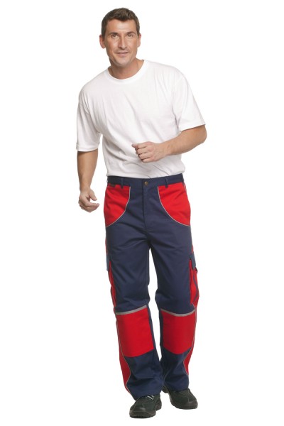 Arbeitshose Premium Line Charlie Barato hydronblau/rot