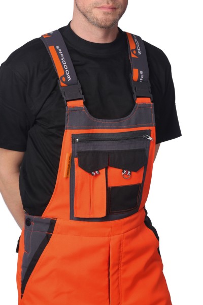 Schnittschutzlatzhose orange/grau - Schnittschutzbekleidung der Klasse 2