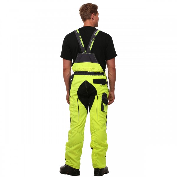 Schnittschutzlatzhose WOODSafe® Klasse 2 gelb/grau