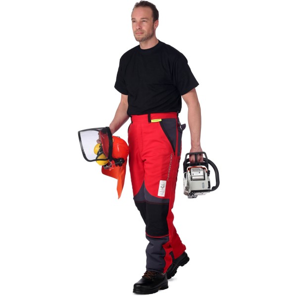 Schnittschutzbundhose rot/grau - Schnittschutzbekleidung der Klasse 2