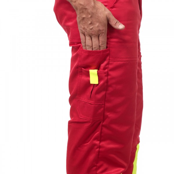 Schnittschutzbundhose rot/gelb - Schnittschutzbekleidung der Klasse 1