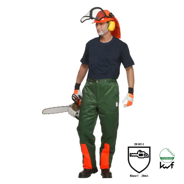 Schnittschutzhose WOODSafe® grün/orange